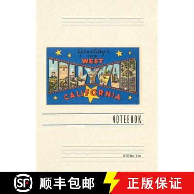 【3-4周达】Vintage Lined Notebook Large Letter Greetings from West Hollywood, California [9798385419197]