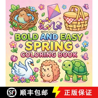 【3-4周达】Bold & Easy Spring Coloring Book: Cozy, Cute & Relaxing Stress Relief Coloring-Perfect Coz... [9781834124407]
