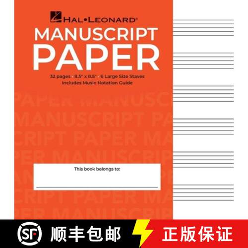 【3-4周达】Wide Staff Manuscript Paper Red Cover Music Notebook with Large Staves and Music Notation ... [9780634096365]