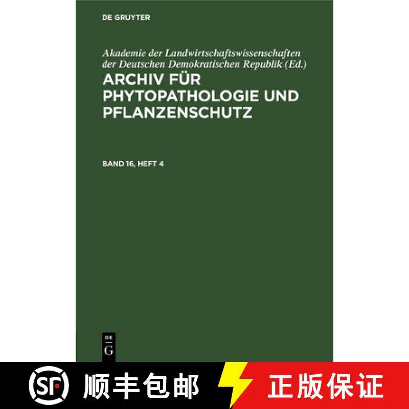 【3-4周达】Archiv Für Phytopathologie Und Pflanzenschutz. Band 16, Heft 4 [9783112654736]