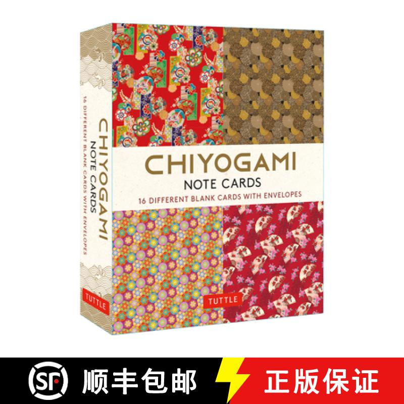 【3-4周达】Chiyogami Japanese, 16 Note Cards: 16 Different Blank Cards with 17 Patterned Envelopes in... [9780804853538]