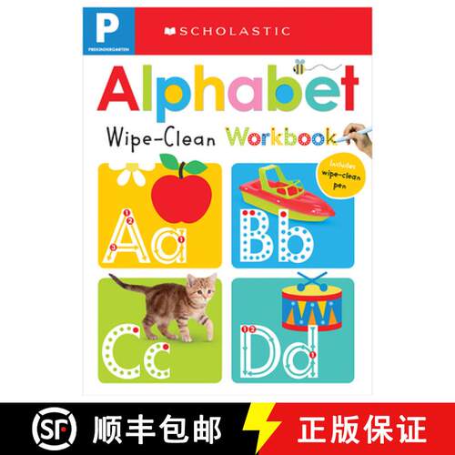 【3-4周达】精装 Alphabet Pre-K Wipe-Clean Workbook: Scholastic Early Learners (Wipe-Clean Workbook) [9781338161489]