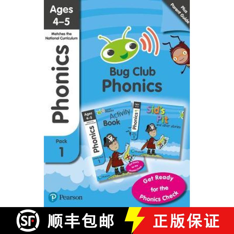 【3-4周达】Phonics - Learn at Home Pack 1 (Bug Club), Phonics Sets 1-3 for ages 4-5 (Six stories + Pa... [9781292377650]