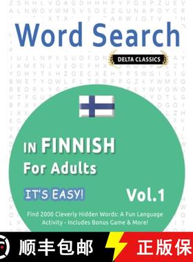 【3-4周达】Word Search in Finnish for Adults - It's Easy! Vol.1 - Delta Classics - Find 2000 Cleverly... [9798349005268]