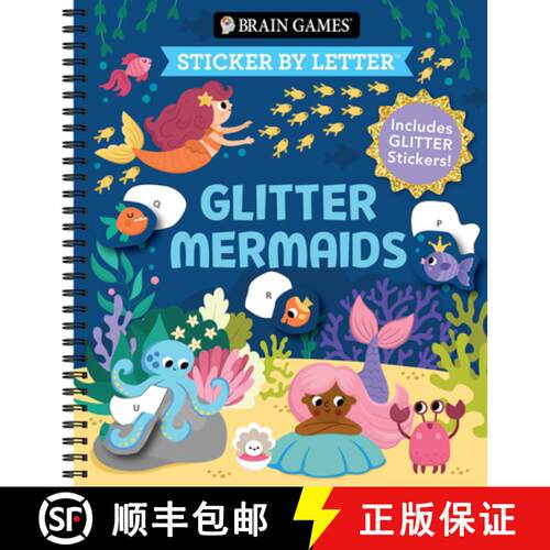 【3-4周达】Brain Games - Sticker by Letter: Glitter Mermaids: Includes 1 Glitter Sticker Sheet to Com... [9781639389230]