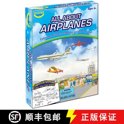 【3-4周达】All about Airplanes [With Stickers and Poster and 6 Crayons and 6 Temporary Tattoos and 6 ... [9780486470702]