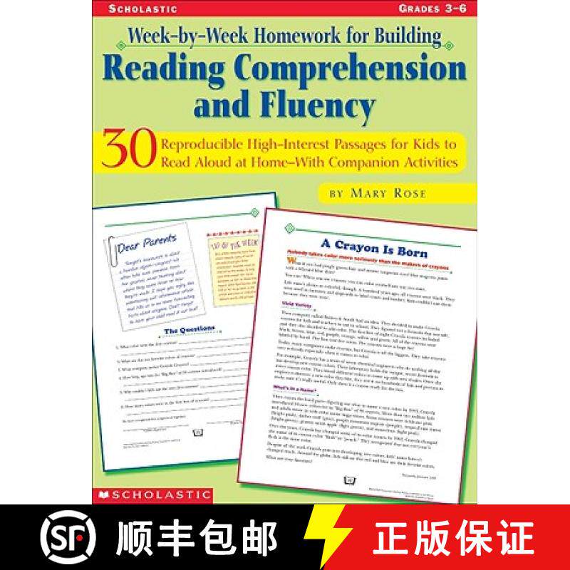 现货 Week-By-Week Homework for Building Reading Comprehension and Fluency: Grades 3-6 [9780439271646]