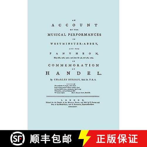 【3-4周达】Account of the Musical Performances in Westminster Abbey and the Pantheon May 26th, 27th, ... [9781904331780]