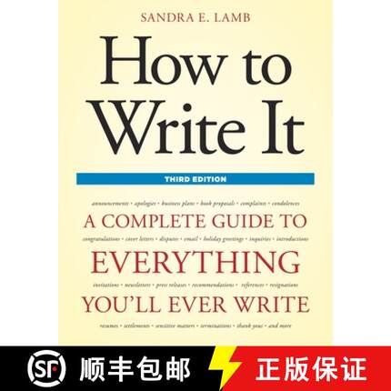 【3-4周达】How to Write It, Third Edition: A Complete Guide to Everything You'll Ever Write [9781607740322]