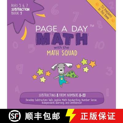 【3-4周达】Page A Day Math Subtraction Book 9: Subtracting 8 from the Numbers 8-20 [9781947286474]