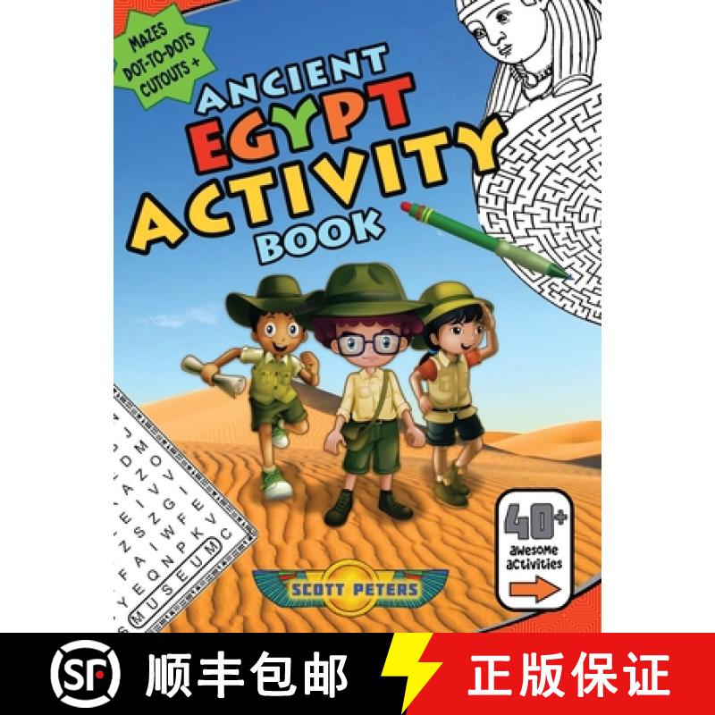 【2-3周达】Ancient Egypt Activity Book: Mazes,  Word Find Puzzles, Dot-to-Dot Games, Coloring [9781951019228]