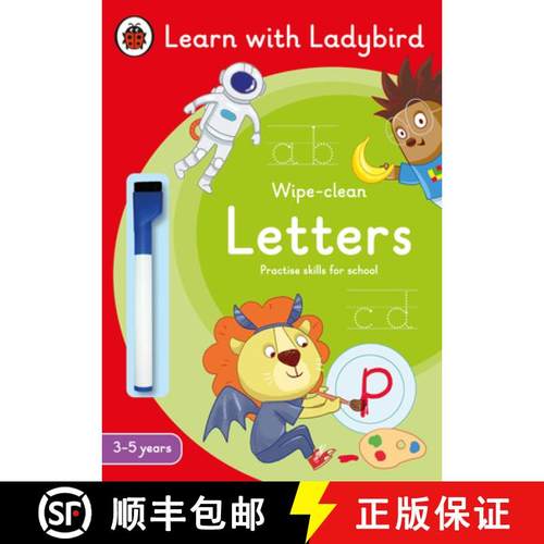【3-4周达】Letters: A Learn with Ladybird Wipe-Clean Activity Book 3-5 years : Ideal for home learnin... [9780241515600]