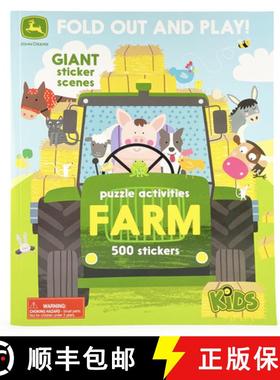 【3-4周达】John Deere Kids Farm: 500 Stickers and Puzzle Activities: Fold Out and Play! [9781646380176]