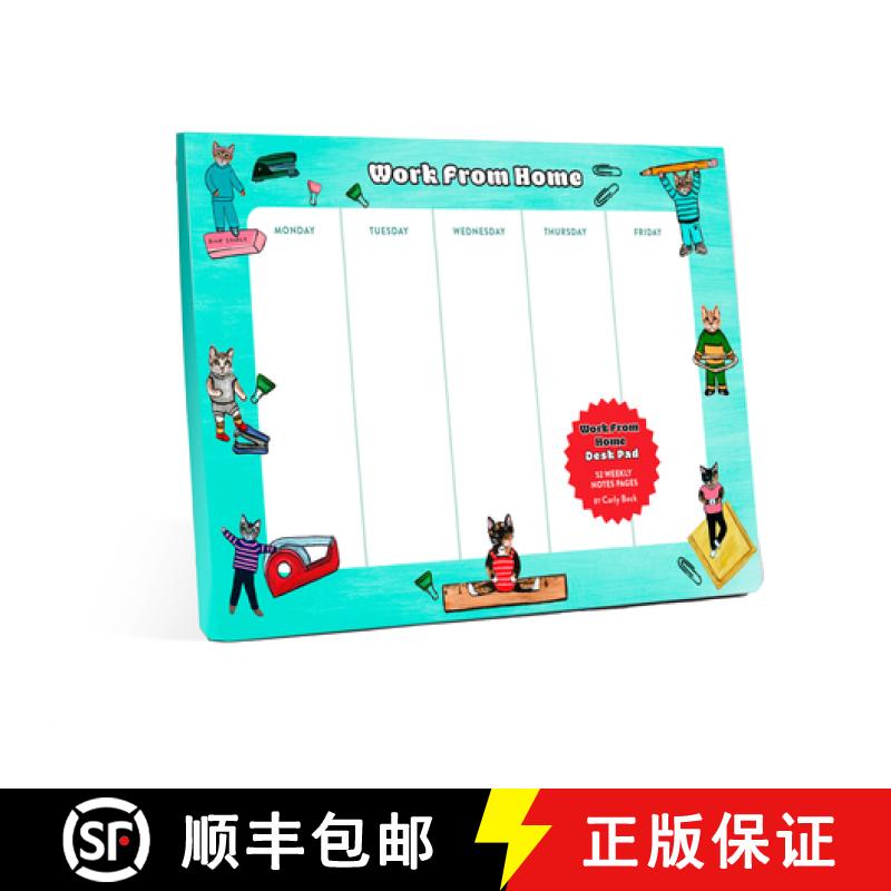 【2-3周达】Work from Home Desk Pad: Cat Notepad & To Do List Pad, 52 Sheets, 6.75 x 9.75-inches [9781454956136]