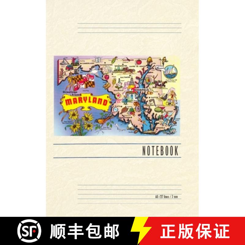【3-4周达】Vintage Lined Notebook Greetings from Maryland, Map [9798385422692]