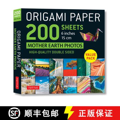 【3-4周达】Origami Paper 200 sheets Mother Earth Photos 6 (15 cm): Tuttle Origami Paper: Double Sided... [9780804856508]
