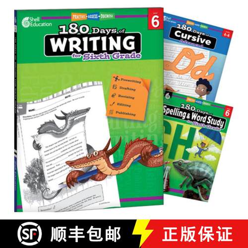 预订 180 Days(TM): Writing, Spelling, & Cursive Grade 6: 3-Book Set: Practice, Assess, Diagnose [9798765967867]