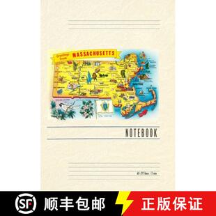 Greetings 9798385421367 4周达 Map Massachusetts from Notebook Lined Vintage
