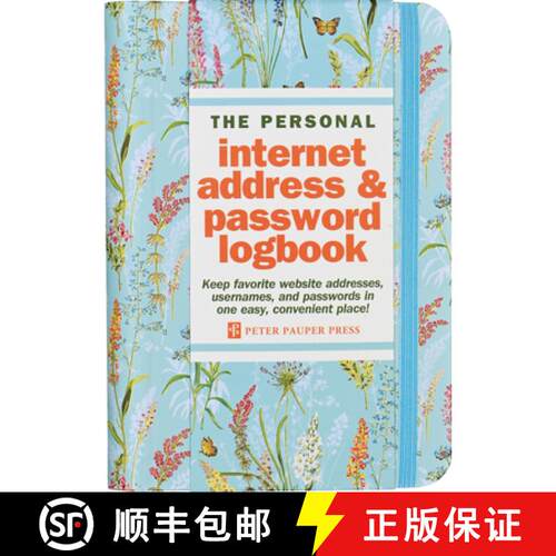 【3-4周达】Blooms & Butterflies Internet Address & Password Logbook (Removable Cover Band for Security) [9781441347756]