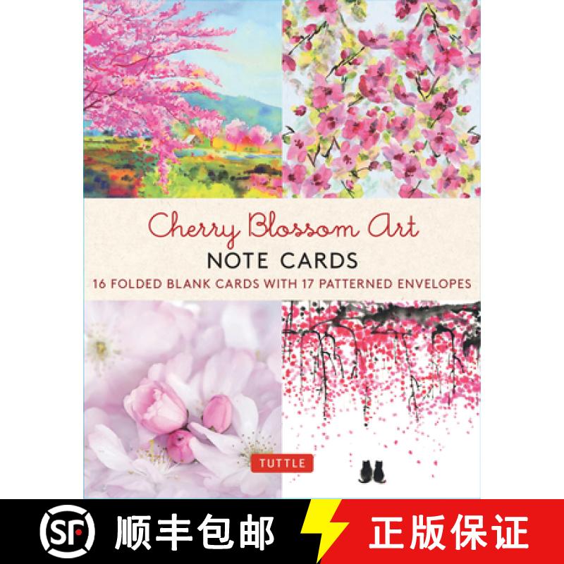 【3-4周达】Cherry Blossom Art, 16 Note Cards: 16 Different Blank Cards with Envelopes in a Keepsake Box! [9780804855501]