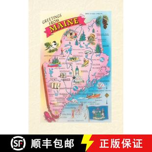 Greetings 9798385423286 4周达 Map Maine from Notebook Lined Vintage