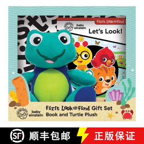 【3-4周达】精装 Baby Einstein: Let's Look! First Look and Find Gift Set Book and Turtle Plush: Book a... [9781503756144]