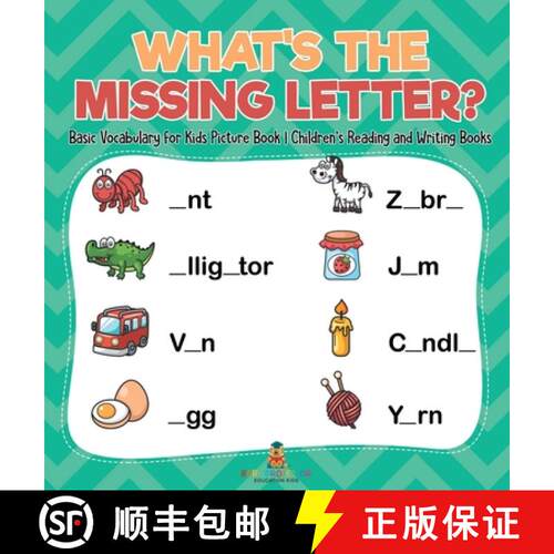 【3-4周达】精装 What's The Missing Letter? Basic Vocabulary for Kids Picture Book | Children's Readin... [9798869416599]
