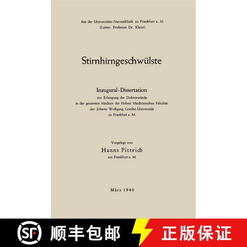【3-4周达】Stirnhirngeschwülste : Inaugural-Dissertation [9783662282212]