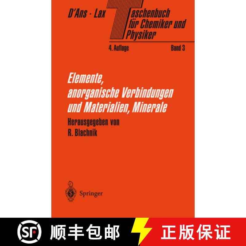 【3-4周达】Taschenbuch Für Chemiker Und Physiker: Band 3: Elemente, Anorganische Verbindungen Und Ma... [9783642637551]