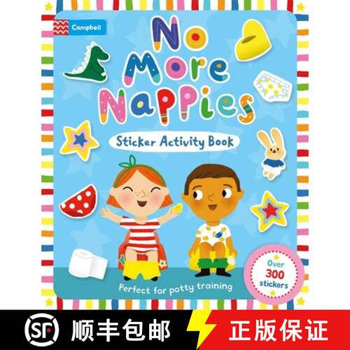 【3-4周达】No More Nappies Sticker Activity Book: Perfect for potty training, with over 300 stickers ... [9781035083732]
