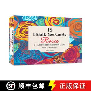 【3-4周达】16 Thank You Cards, Roses: 4 1/2 X 3 Inch Blank Cards in 8 Lovely Designs (2 Each) with 16... [9780804857826]