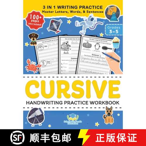 【3-4周达】Cursive Handwriting Practice Workbook for 3rd 4th 5th Graders: Cursive Letter Tracing Book... [9781953149336]