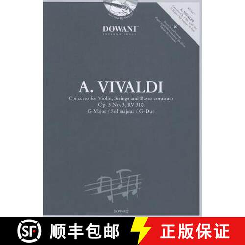 【3-4周达】Vivaldi: Concerto for Violin, Strings and Basso Continuo in G Major, Op. 3, No. 3, RV 310 [9783905476453]