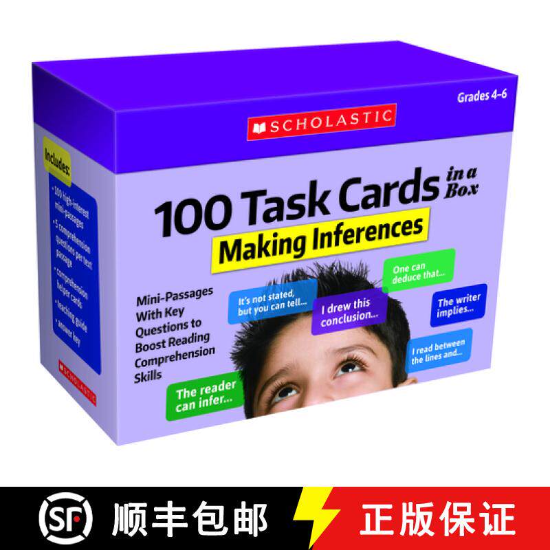 预订 100 Task Cards in a Box: Making Inferences: Mini-Passages with Key Questions to Boost Reading Co... [9781338748376]