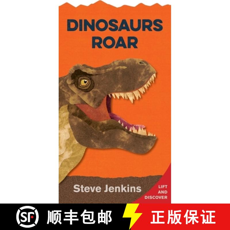 【3-4周达】Dinosaurs Roar Shaped Board Book with Lift-The-Flaps: Lift-The-Flap and Discover [9780358040552]