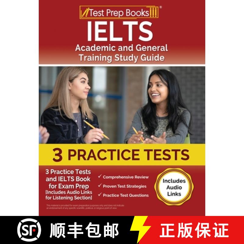 【2-3周达】IELTS Academic and General Training Study Guide: 3 Practice Tests and IELTS Book for Exam ... [9781637754894]