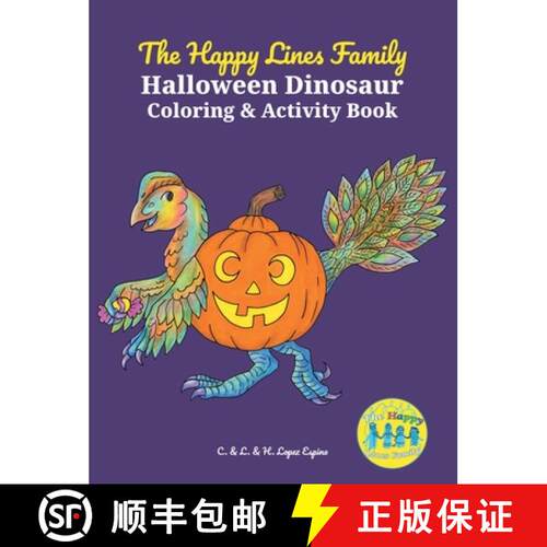 【3-4周达】精装 The Happy Lines Family Halloween Dinosaur Coloring & Activity Book [9781962850056]