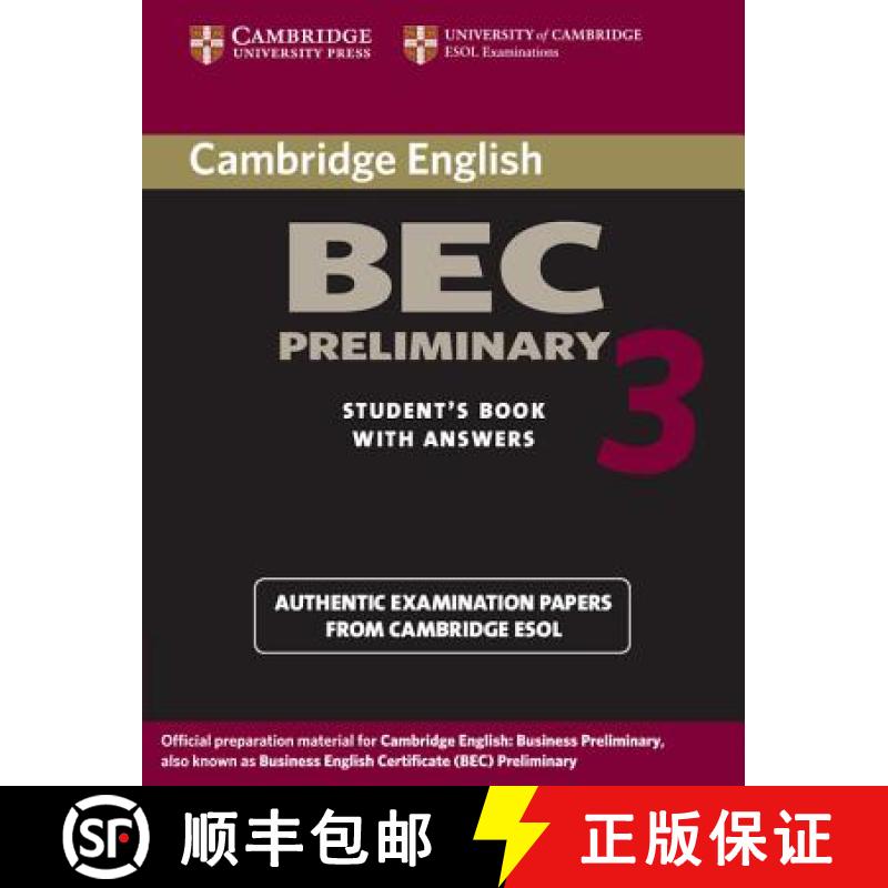 预订 Cambridge BEC Preliminary 3 with Answers: Examination Papers from University of Cambridge ESOL E... [9780521671958]