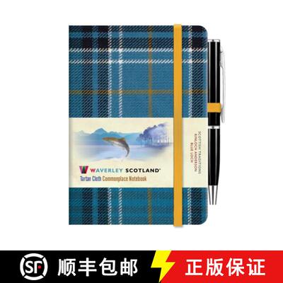 【3-4周达】Waverley Blue Loch Tartan cloth mini notebook with pen: Waverley Scotland Tartan Commonpla... [9781849345620]