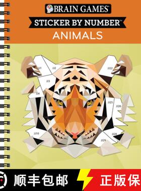 【3-4周达】Brain Games - Sticker by Number: Animals - 2 Books in 1 (42 Images to Sticker) [9781645580355]