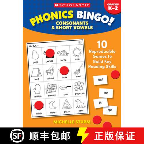【3-4周达】Phonics Bingo: Consonants & Short Vowels: 10 Reproducible Games to Build Key Reading Skills [9781546106487]