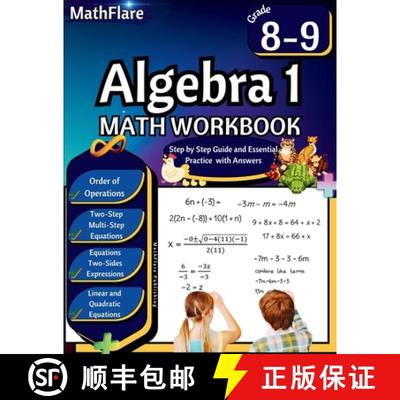 预订 Algebra 1 Workbook 8th and 9th Grade: Grade 8-9 Algebra 1 Workbook, Standard Linear Equations, Q... [9798869375162]