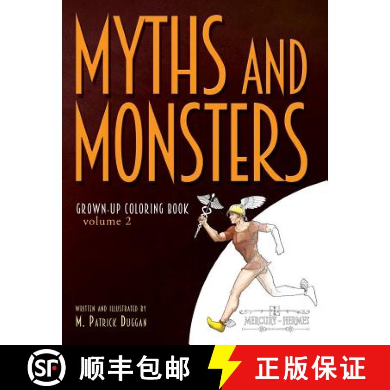 【3-4周达】Myths and Monsters Grown-up Coloring Book, Volume 2 [9780692977439]