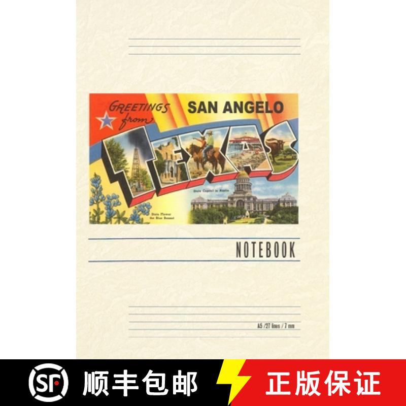 【3-4周达】Vintage Lined Notebook Greetings from San Angelo, Texas [9798385450794]