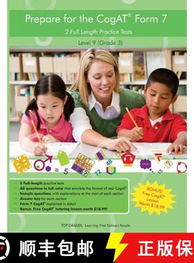预订 Two Full Length (Colored) Practice Tests for the CoGAT Form 7: For Level 9 (Grade 3): For Level ... [9780998647104]