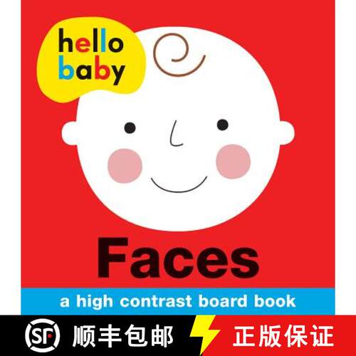 【3-4周达】精装 Hello Baby: Faces: A High-Contrast Board Book [9780312516000]