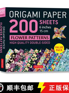 【3-4周达】Origami Paper 200 sheets Flower Patterns 6 (15 cm): High-Quality Double Sided Origami Shee... [9780804852715]