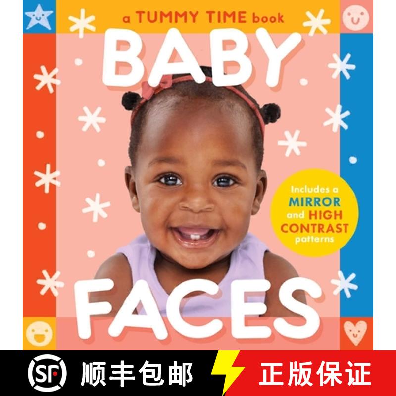 【3-4周达】Baby Faces (a Tummy Time, High Contrast, Accordian Board Book with Mirror for Infants) [9781499818208]