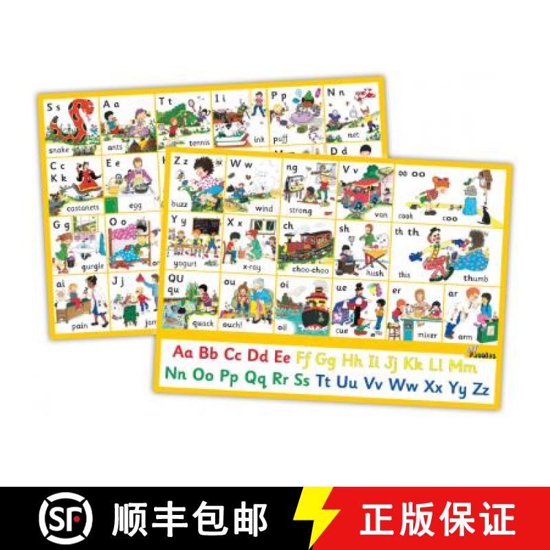 【3-4周达】Jolly Phonics Letter Sound Wall Charts : In Precursive Letters (British English edition) [9781844145195]