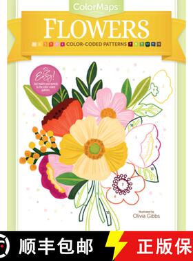 【3-4周达】Colormaps Flowers: Color-Coded Patterns Adult Coloring Book [9780764362996]